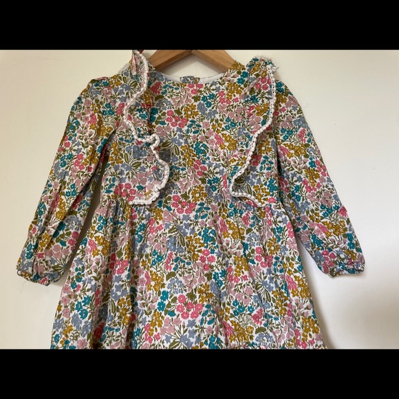 Baby girls BEBE BY MINIHAHA Liberty Mustard Floral Ruffle Dress Size 2 (18-24 M) - Picture 2 of 12
